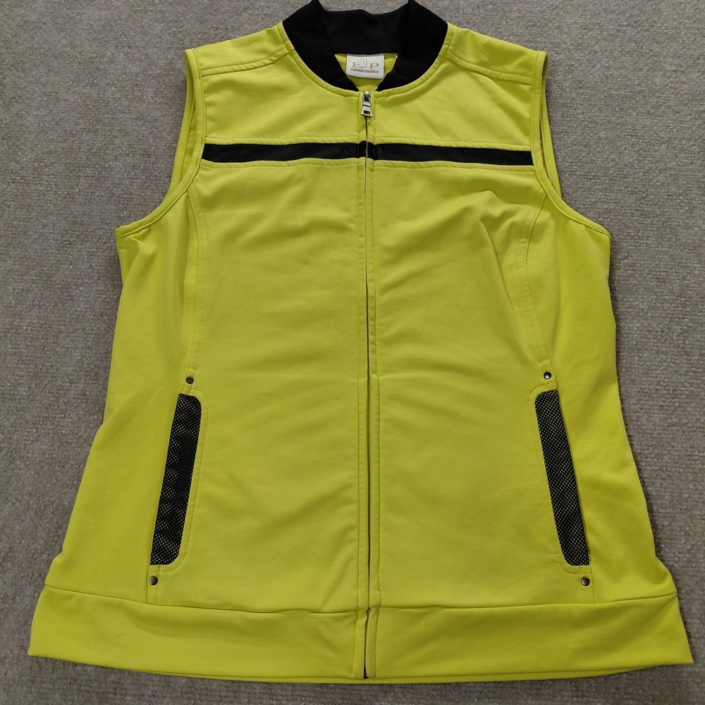 EP Pro Golf Vest Women's Lined Front Zip SMALL Bright Green Yellow Mesh Inserts